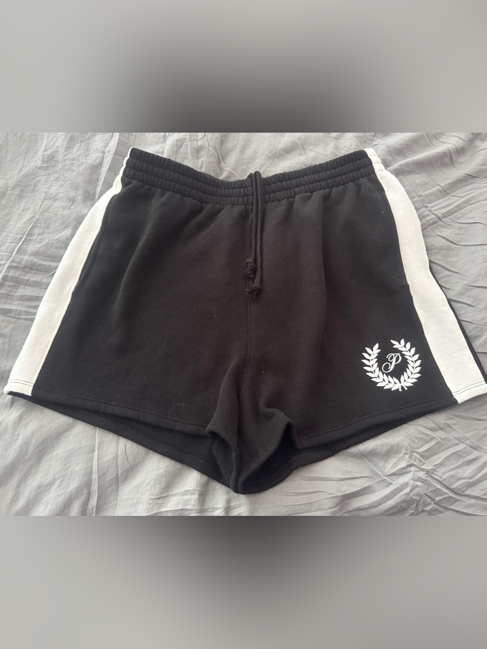 PINK Victoria's Secret Black Shorts with White Side Stripes